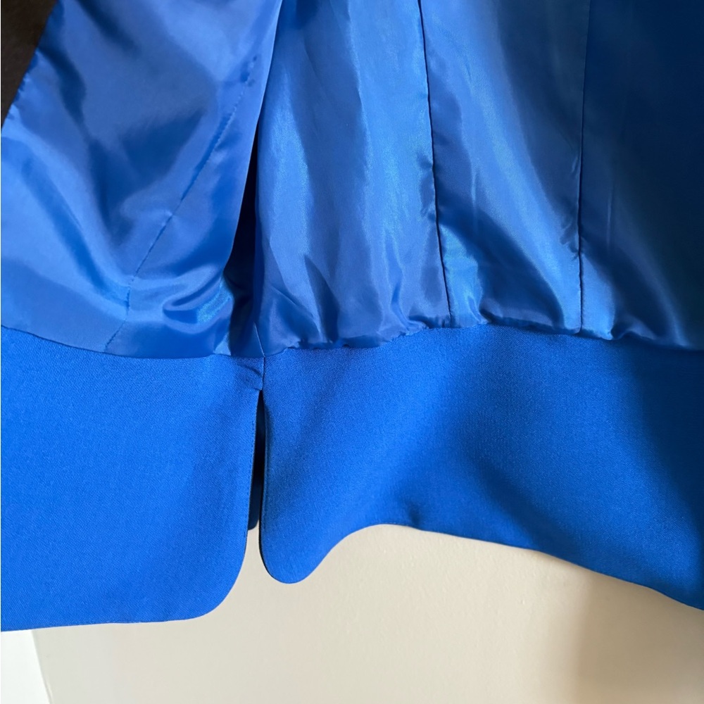 Kasper Women's Cobalt Blue Open-Front Jacket with Black Piping - Picture 7 of 9